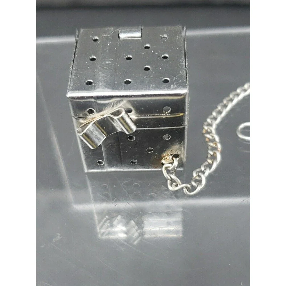 Vintage Tea Infuser Square Cube Strainer Ball with Chain Stainless Steel